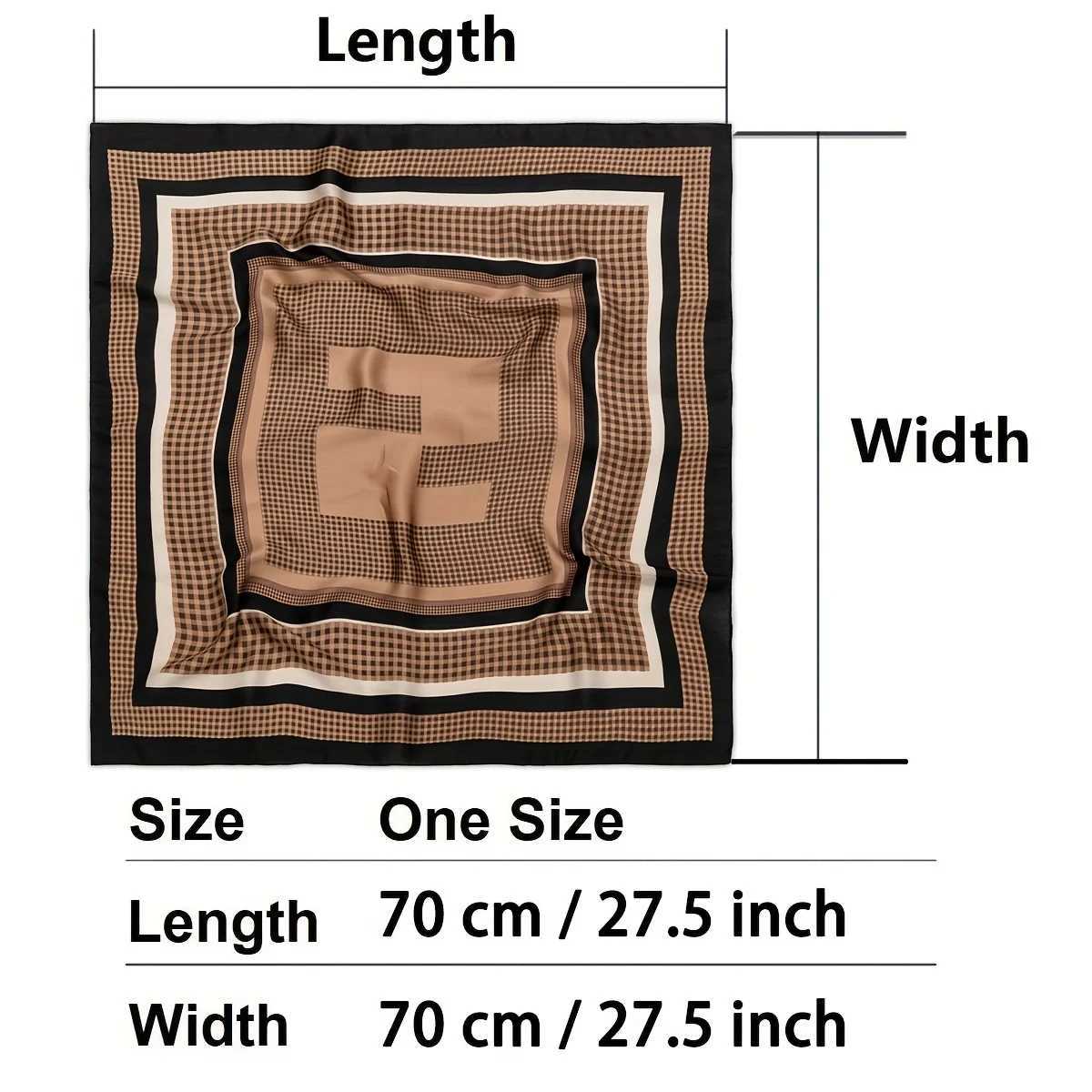 Scarves 27.5 Tartan Print Bandana Square Scarf Satin Checkered Pattern Neck Wr Head Scarf Hair Accessories For Women J240712