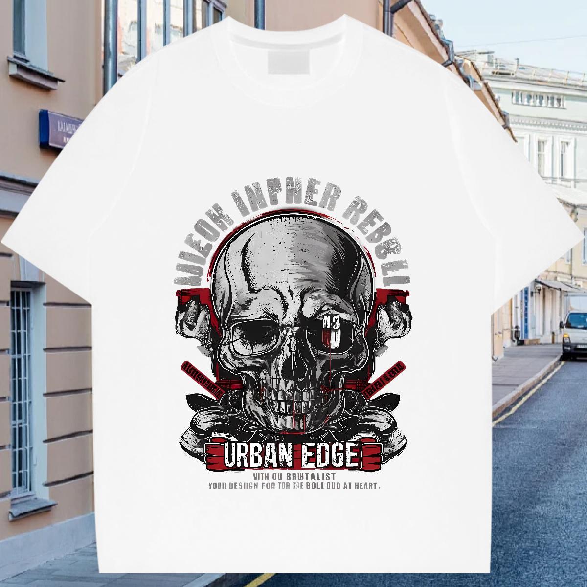 Factory Direct T Shirt For Man Skeleton 100% Cotton 230g Asian Size Men Clothes T-Shirt Outdoor Breathable Crew Neck Cotton Comfortable Tee Shirt