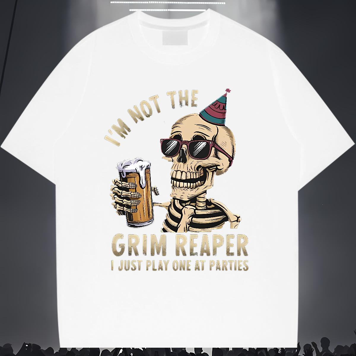 Fashion T shirt Skeleton Breathable Short Sleeve 100% Cotton 230g Tshirt for Man Woman Daily Outfit Oversized 4XL Brand Top Tees