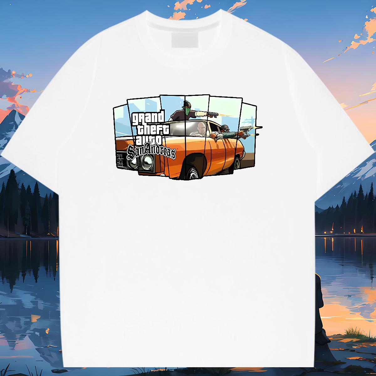 Fashion Designer T shirt racing 100% Cotton 230g DIY Printed Daily Outfit Men Tshirts Breathable Crew Neck Cool