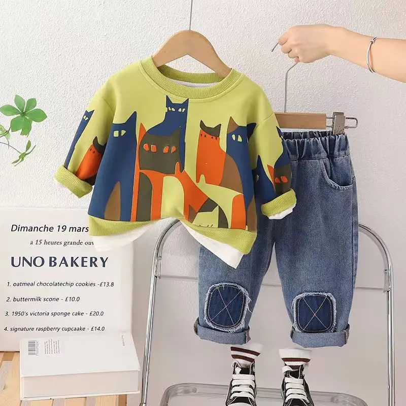 Clothing Sets Kids Girls Autumn Set 2023 New Little Boys Spring And Autumn Baby Childrens Clothing Sports Autumn Childrens Sweater Two Piece