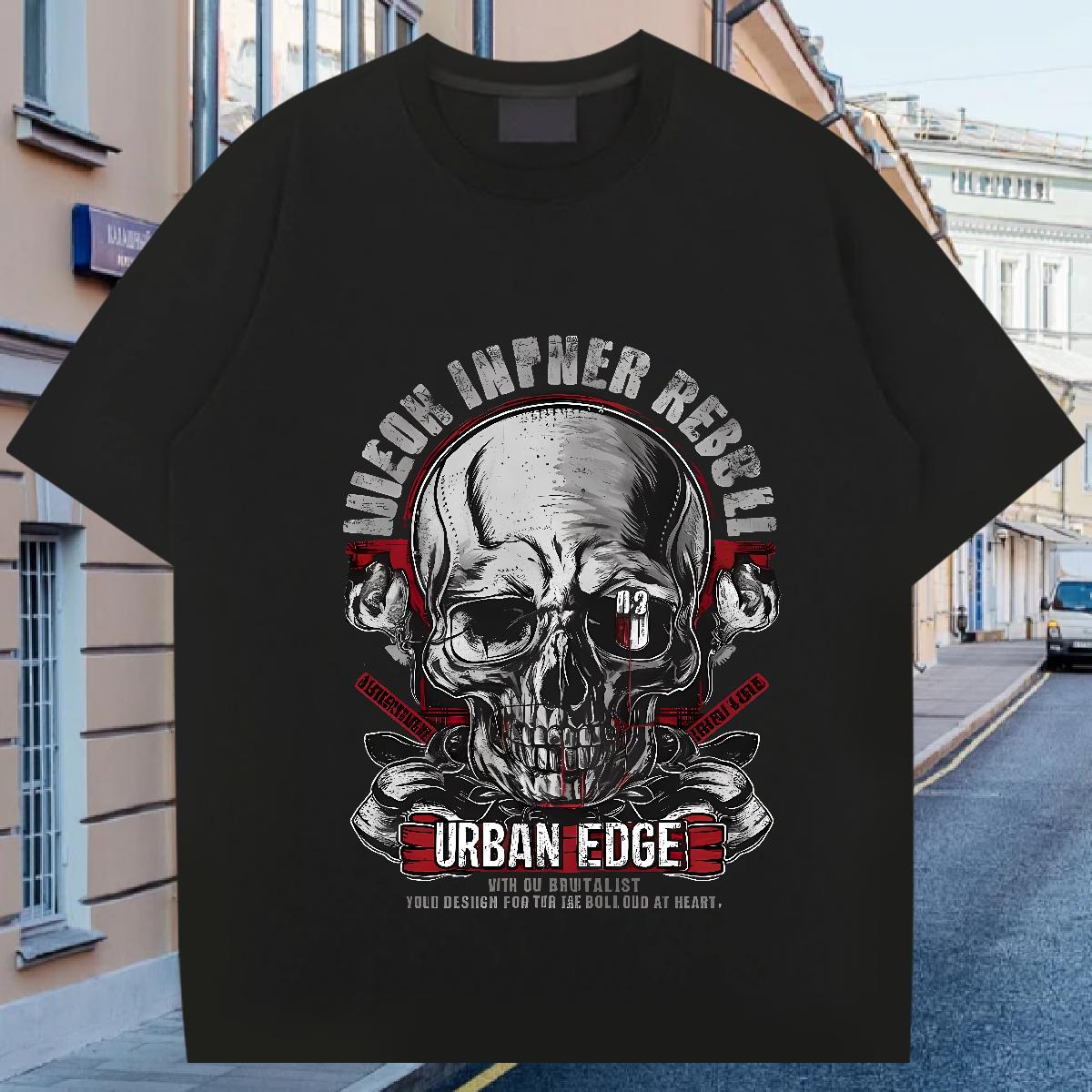 Factory Direct T Shirt For Man Skeleton 100% Cotton 230g Asian Size Men Clothes T-Shirt Outdoor Breathable Crew Neck Cotton Comfortable Tee Shirt