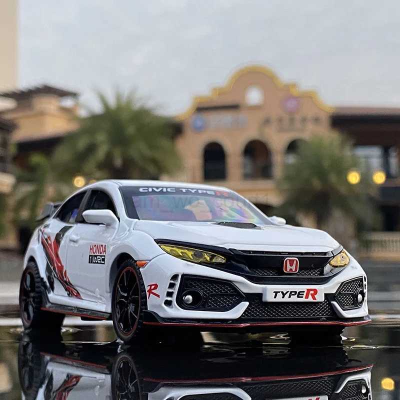 1 32 HONDA CIVIC TYPE-R Alloy Car Model Diecasts Toy Vehicles Metal Sports Car Model Sound and Light Collection Childrens GiftM240717