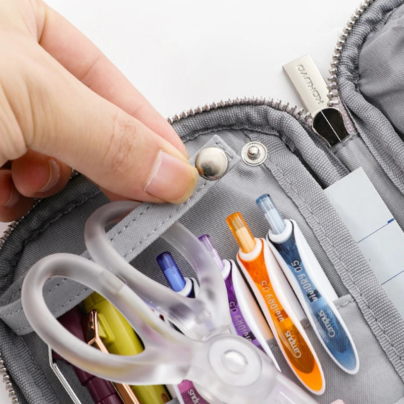 Japanese KOKUYO Pencil Case Student with Large Capacity Box Vintage Stationery Bag Cosmetic School Supplies 240712