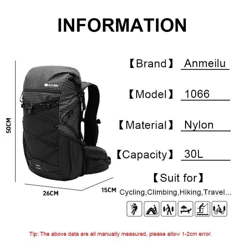 Outdoor Bags Anmeilu Mountaineering Backpack 30L Large Capacity Men Women Outdoor Travel Hiking Off-road Lightweight Sports Backpack z240717