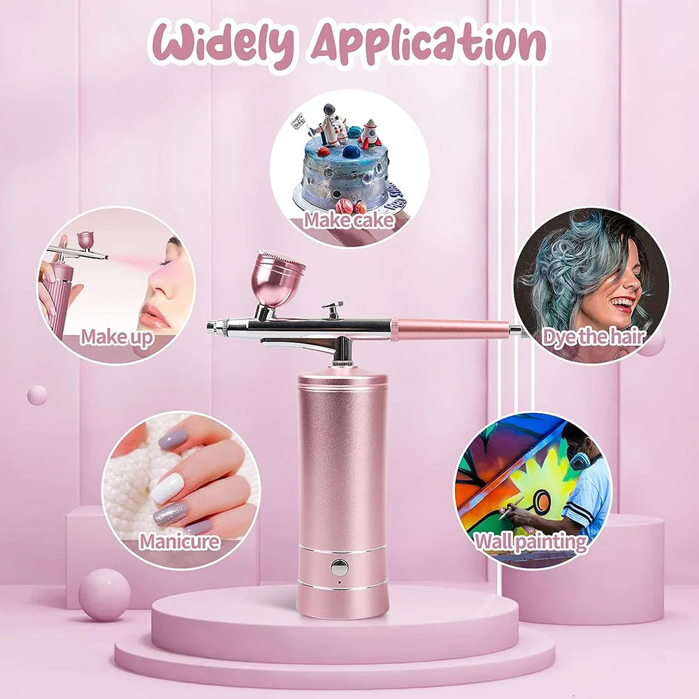 Portable Rechargeable Wireless Airbrush With Compressor Double Action Spray Gun for Face Beauty Nail Art Tattoo Craft Cake Paint 240711