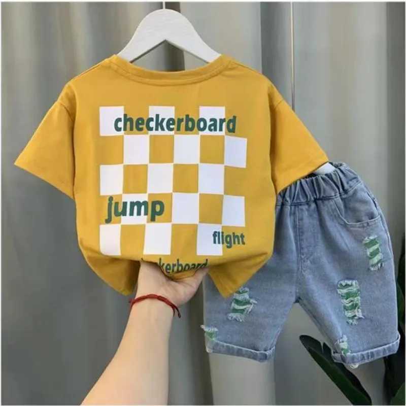 Clothing Sets 2-9Y Boys Summer Clothing Suit New Childrens Cotton Short-sleeved T-shirt Shorts 2-piece Kids Clothes Set For Boy Baby