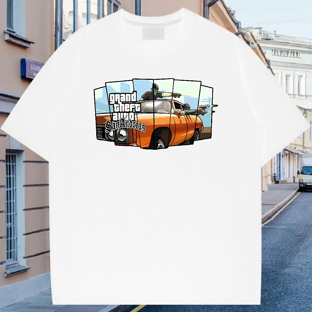 Casual New T-Shirts racing 100% Cotton 230g Custom Big Size Tshirts Street Casual Breathable Short Sleeve High Quality Clothings