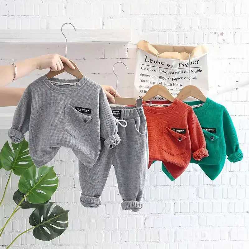 Clothing Sets Boys Spring And Autumn Set 2023 New Korean Edition Fashionable Baby Long sleeved Sweater Baby Clothes Two Piece Set Kids Outfits