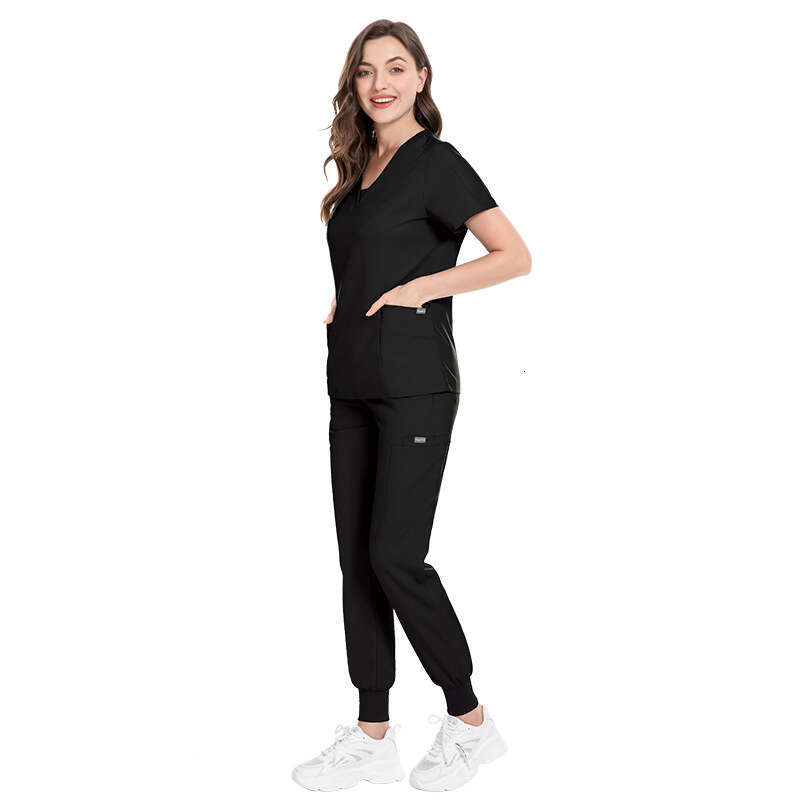 Scrubs for Women Uniform Two Piece Set Women Scrubs Zip Up New Product Gentle Wind Washable New Pattern Popular Loose Short Linen Bifurcated Temperame