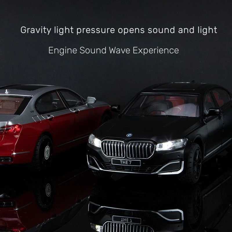 1 24 BMW 760 THE7 Limousine Alloy Diecast Metal Toy Vehicles Car Model Sound Light Pull Back Car Collectibles Toy For Kid GiftM240717