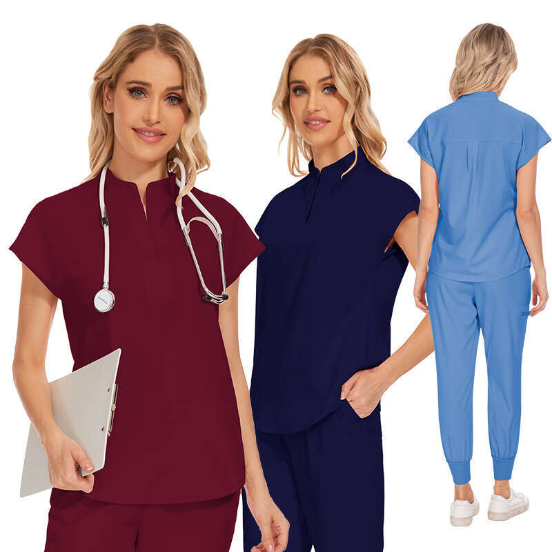 Scrubs Zip Up Undefined New Product New Arrival Washable Long Non-ironing Gentle Wind High Elasticity Solid Temperament Printing Ventilation Novelty T