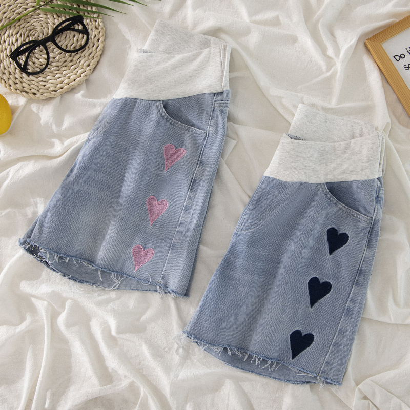 Pregnant shorts for summer outerwear, thin casual jeans, loose base, sports versatile pants, women's trendy hot pants