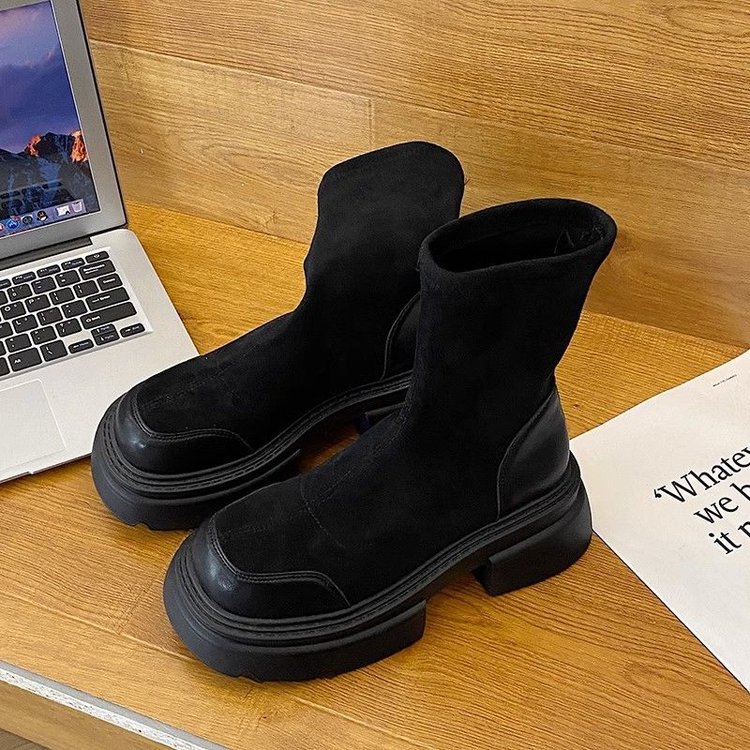 New Thick Fashion Bottom 2024 Comfortable Durable Explosive Style Coarse Heel Simple and Slim Versatile Martin Boots Lhshoe