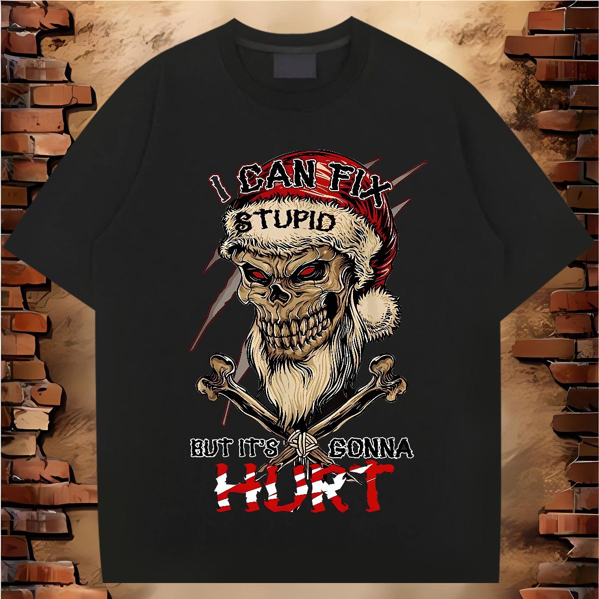 Popular T shirt Skeleton 230g Cotton Summer Casual Breathable Crew Neck Tshirts Brand Oversized 3XL 4XL Tees Shirts