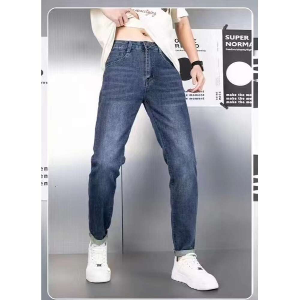 High quality new spring/summer thin men's trendy versatile soft elastic casual denim straight leg pants