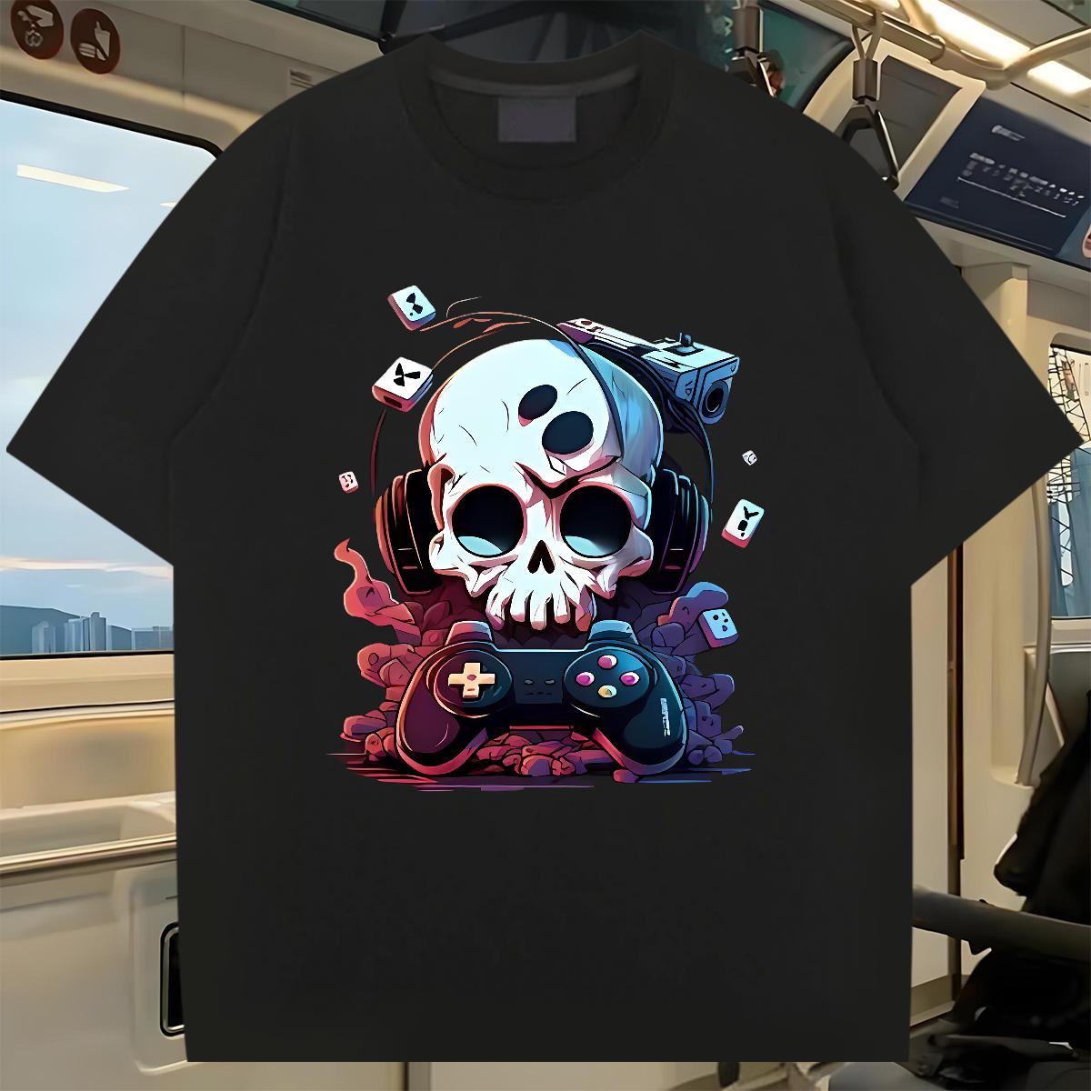 Classic Men Clothes T-Shirt Skeleton 230g Cotton Cotton Breathable Street Casual T-Shirts DIY Printed New Designer Tops Tees
