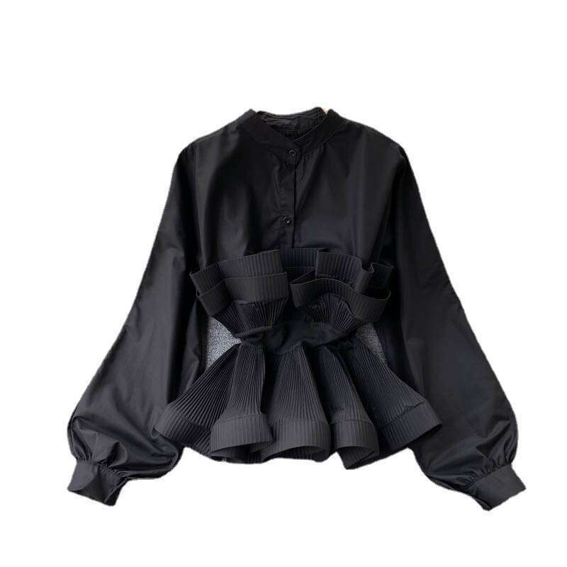 Best Saller Loose Versatile Summer High Street Long Sleeve Tee Shirts O-neck Crop Tops Long-sleeved Women Short Slim-fit Stripe Chiffon Graphic T Shir