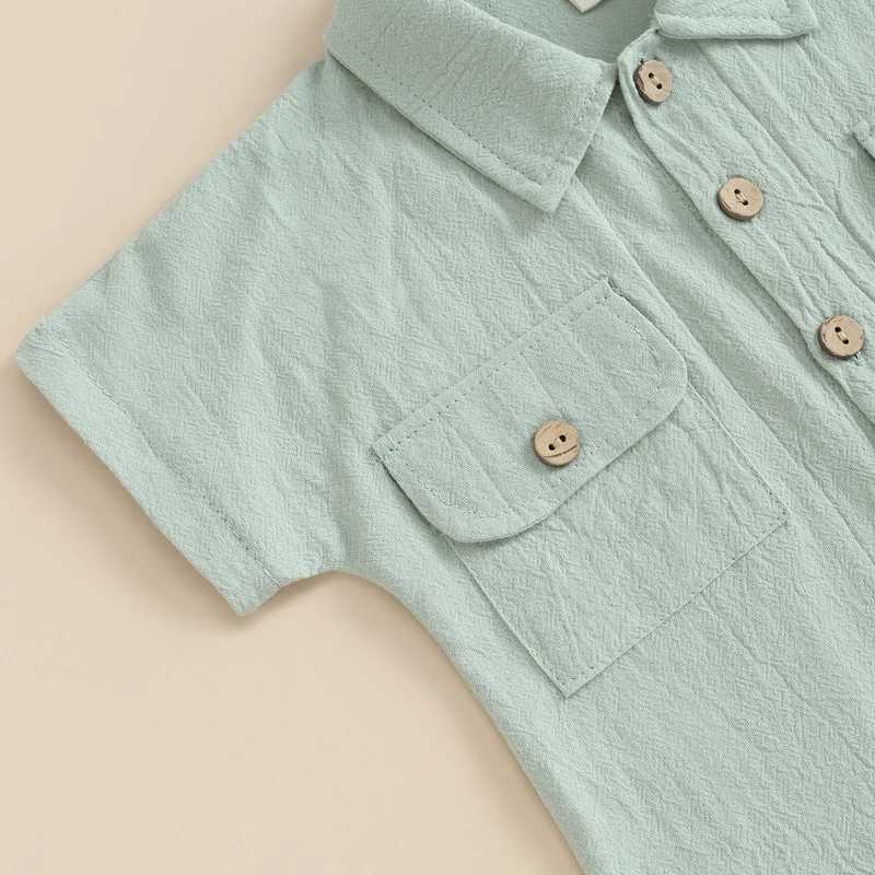 Clothing Sets Kids Boys Summer Outfits Solid Color Turn-Down Collar Short Sleeve Shirts and Elastic Waist Shorts 2Pcs Clothes Set