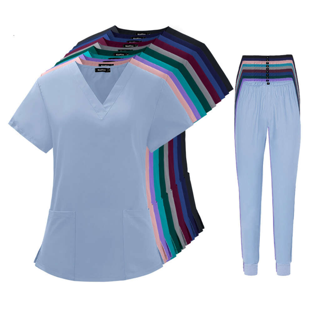 Designer Two Piece Set Women Scrubs for Women Uniform New Product Washable Gentle Wind French Non-ironing Long Solid New Pattern Sexy Novelty Short Lo