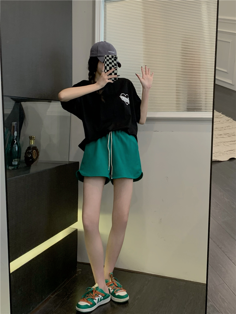 Trimming shape slimming loose sports pants versatile casual straight leg drawstring shorts