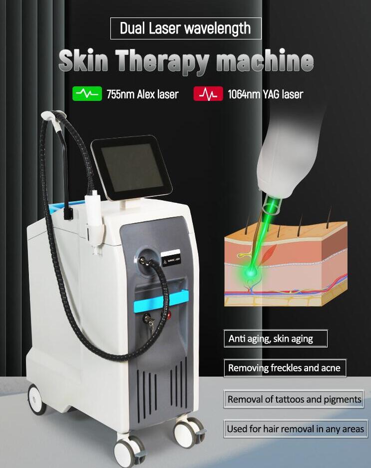 New arrival Cosmetic Device 1064nm 755nm ALEX ND YAG laser hair removal tattoos acne pigment freckles removal spider veins Rosacea removal laser beaut