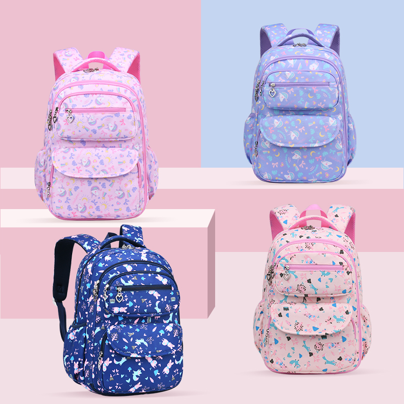 Kids School Girls Backpack Light Weight Durable Cute Multi Compartment Elementary Students Bookbag for Children 6628