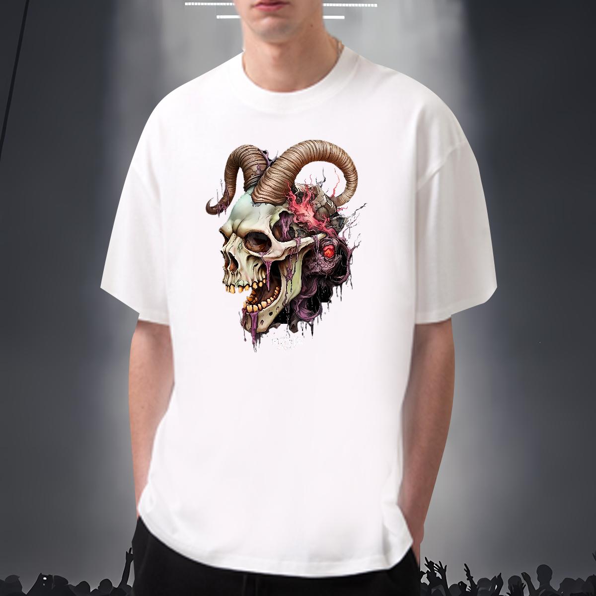 Stylist T Shirts Men Skeleton 100% Cotton 230g Custom Cartoon Daily Wear Men Tshirts Breathable Short Sleeve Brand