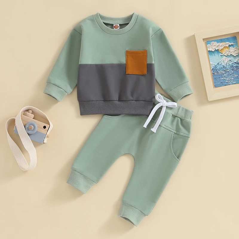 Clothing Sets 2Pcs Autumn Baby Boys Clothes Set Contrast Color Newborn Sweatshirt+Pant Baby Boy Tracksuit Toddler Spring Clothes Outfit