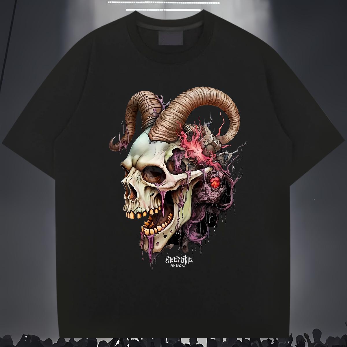 Stylist T Shirts Men Skeleton 100% Cotton 230g Custom Cartoon Daily Wear Men Tshirts Breathable Short Sleeve Brand