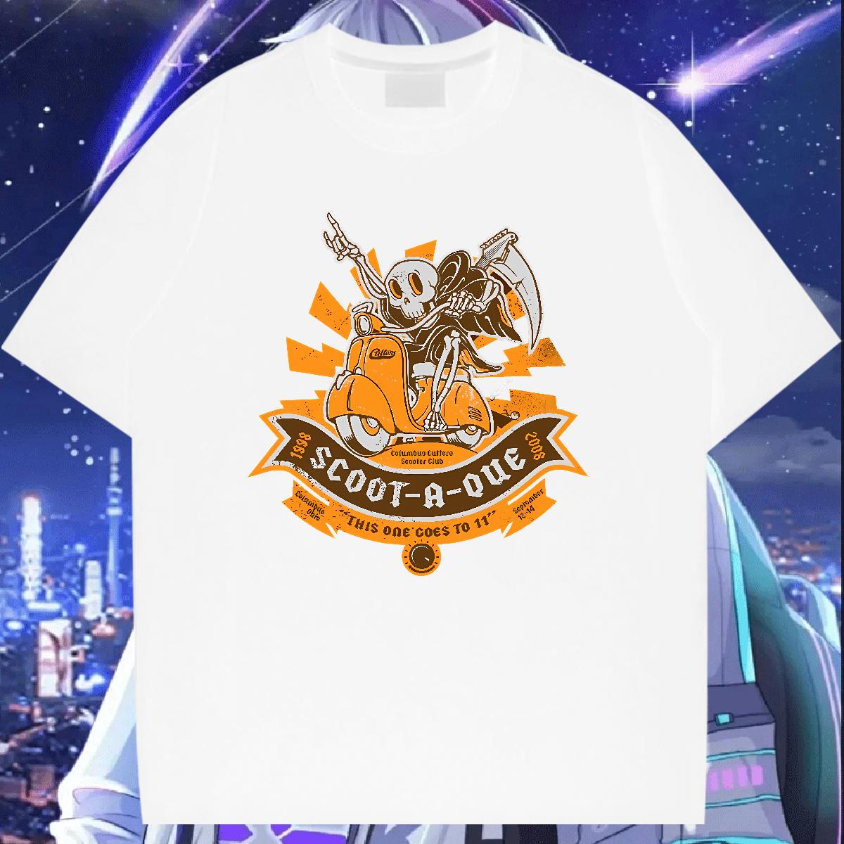 Comfortable Tshirts Skeleton 230g 100% Cotton Cotton Breathable Soft Street T Shirt For Man Anime Print Stylist Wear