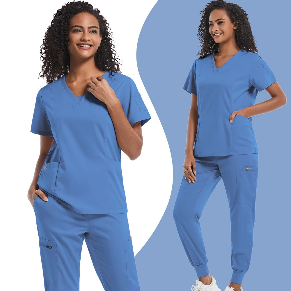 Slim Fit Women Scrubs Sets Uniforms Hospital Doctors Clothes Nurses Accessories Dental Clinic Lab Pet Shop Spa Work Wear 240716