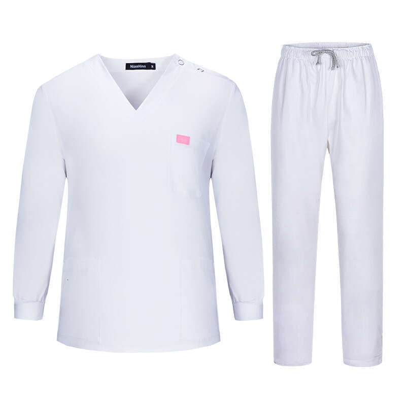 Niaa Hinn Scrubs for Women Uniform Scrubs Zip Up New Product Non-ironing French Show Thinness Washable Business Affairs Popular Short Loose Novelty