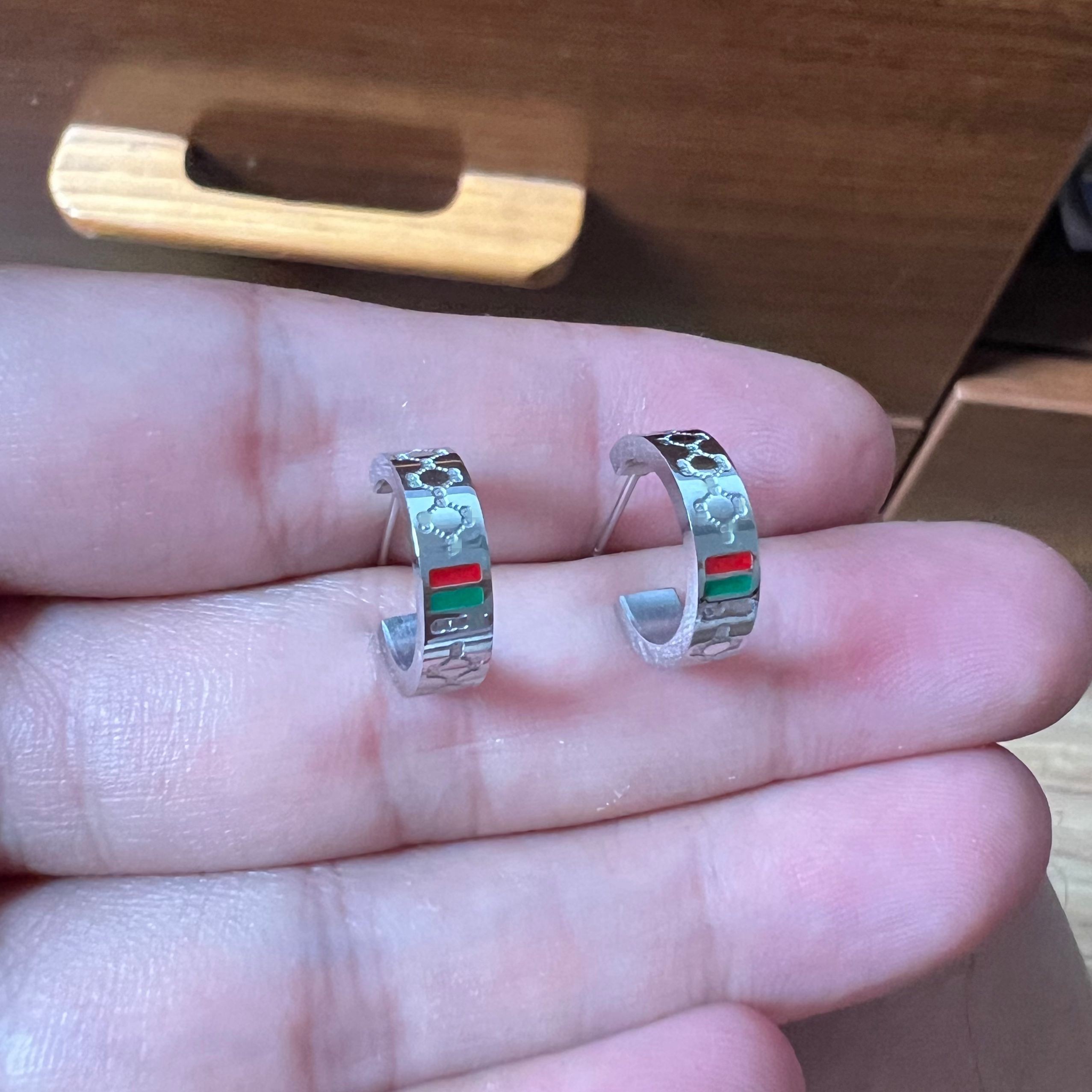 750 Stainless Steel Girls women original branded small G hoops stud 18k Gold silver rose letter logo engrave love earrings wedding party jewelry