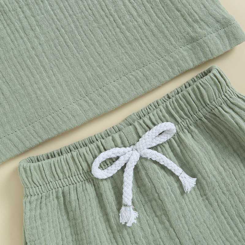Clothing Sets Summer Toddler Baby Boys Girls Outfit Clothes Sets Solid Color Short Sleeve Pocket T-Shirt + Shorts Baby Children Clothing