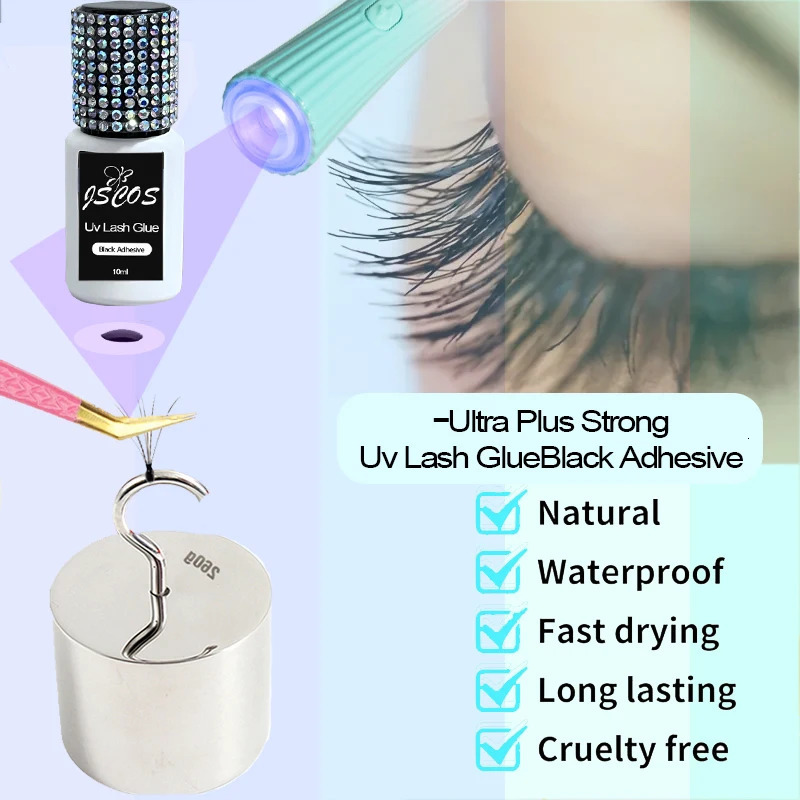 10ML UV eyelash black glue for eyelash extension black coated eyelash glue lamp LED UV eyelash glue makeup 240715