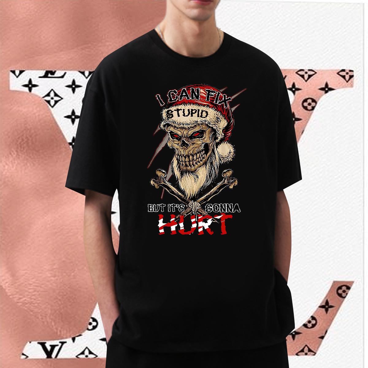 2024 DIY T-Shirts Skeleton 230g Cotton Asian Size Men Tops Tees Street Wear Round Neck Short Sleeve Soft Clothes