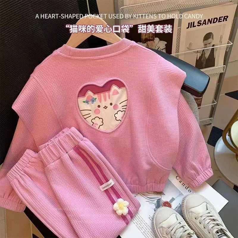 Clothing Sets Girls Clothes Set New Spring and Autumn Childrens Fashion Sweater Pants 2-piece Suits For Girls Baby Sports Suits 3 5 7 9Y