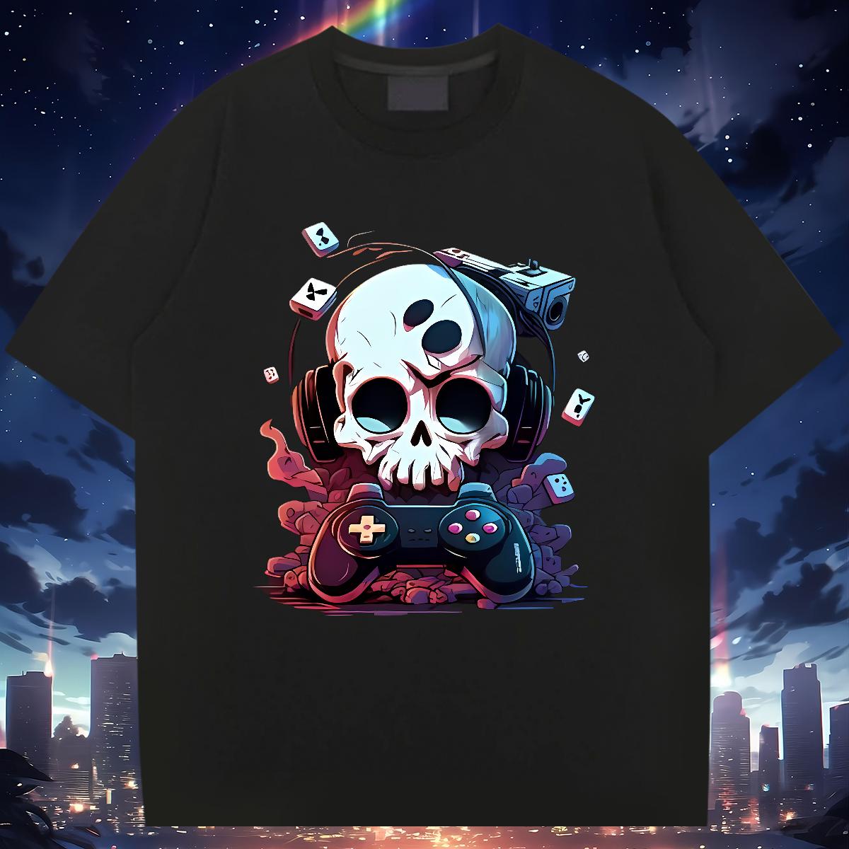 Brand T-Shirts Skeleton 230g Cotton Outdoor Cotton O Neck Short Sleeves Men Tops Tees 2024 Designer Custom Print Oversized Tshirts