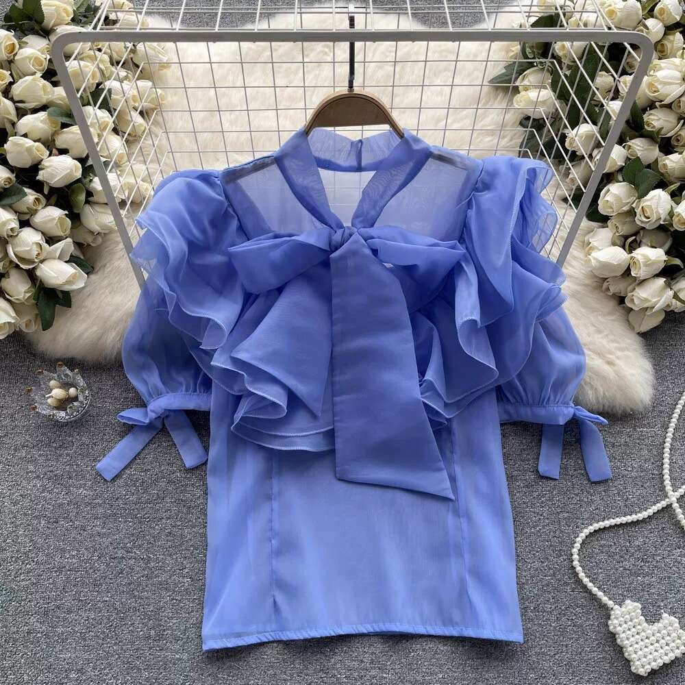 Best Saller Short-sleeved Spring Loose Versatile Casual Slim Streetwear Autumn Women Short Chiffon Lace Street Activity Crop Tops2 Graphic T Shirts
