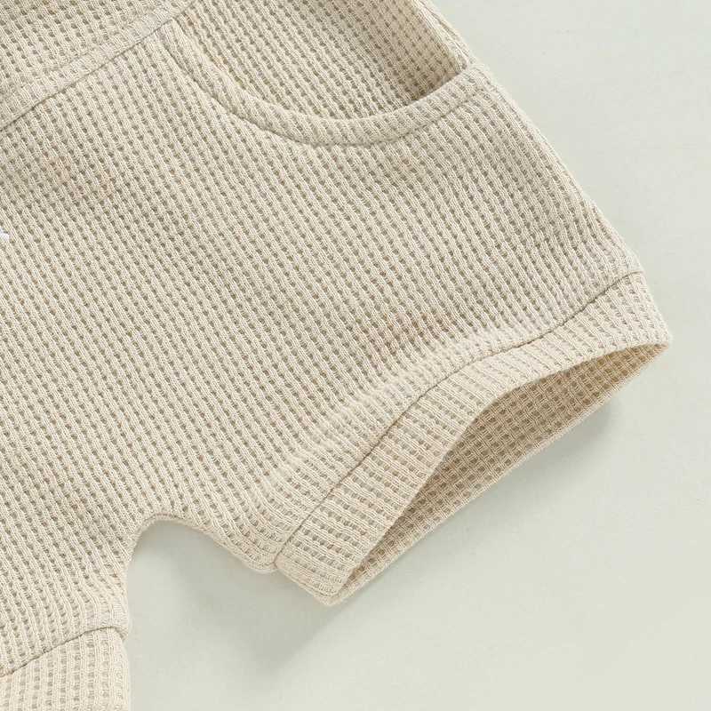 Clothing Sets Newborn Baby Girls Boys Summer Clothes Casual Short Sleeve Waffle Knit Pocket Top+Shorts Tracksuits Toddler Infant Outfit Set