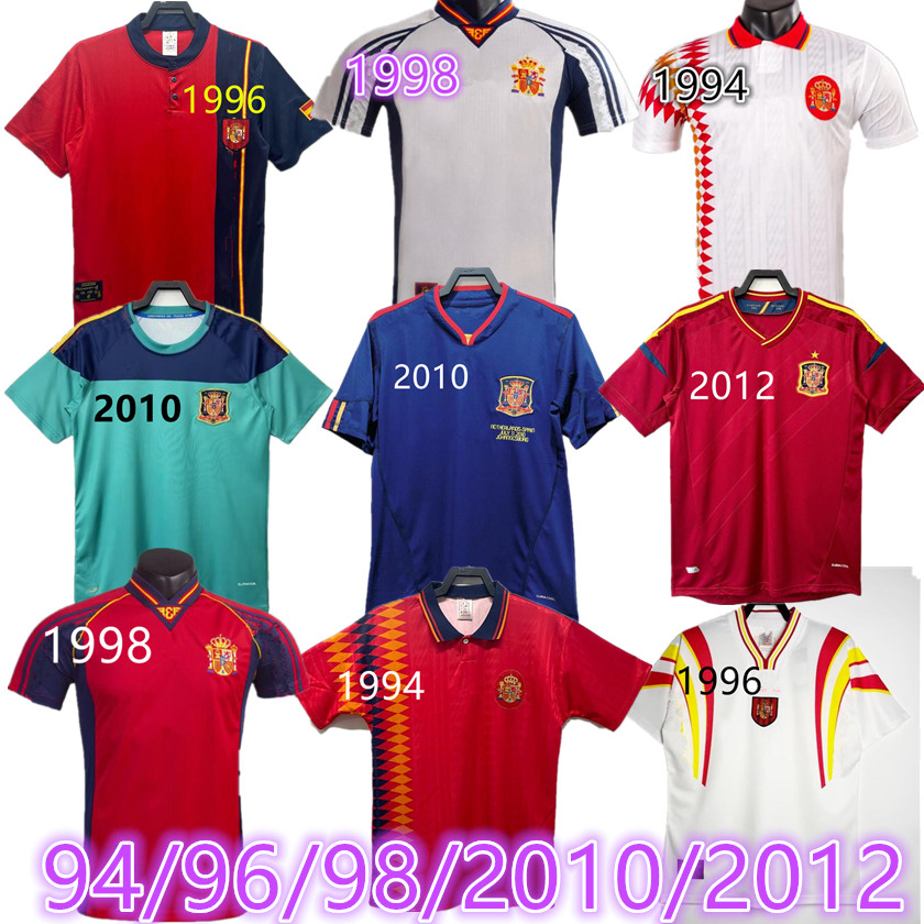 2010 2012 Spain retro soccer Jerseys 94 96 98 1996 1998 Camiseta de futbol RAUL XAVI Hierro LUIS ENRIQUE ALONSO Caminero Iniesta PUYOL PIQUE TORRES Guardiola 88