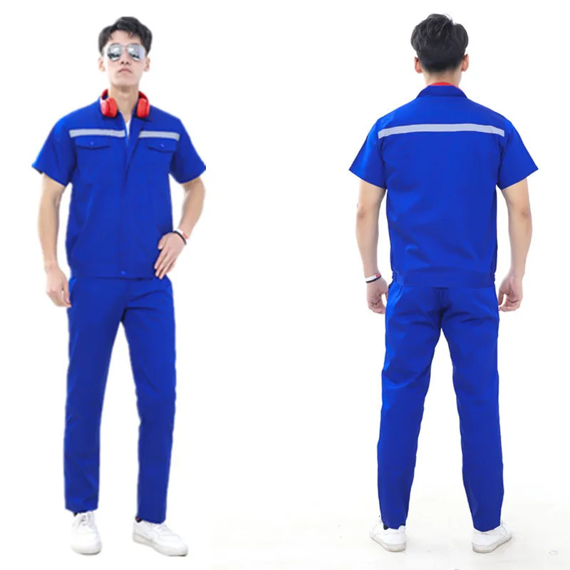 Summeworker Clothing Workwear Clothes Set Cleaners Workmen Factory Uniform Wear-resistant Repairman Auto Car Workshop Reflective 240716