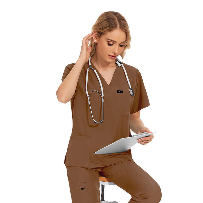 Scrubs for Women Uniform Designer Two Piece Set Women New Product Non-ironing Gentle Wind French High Elasticity Long Solid Popular Ventilation Waist 