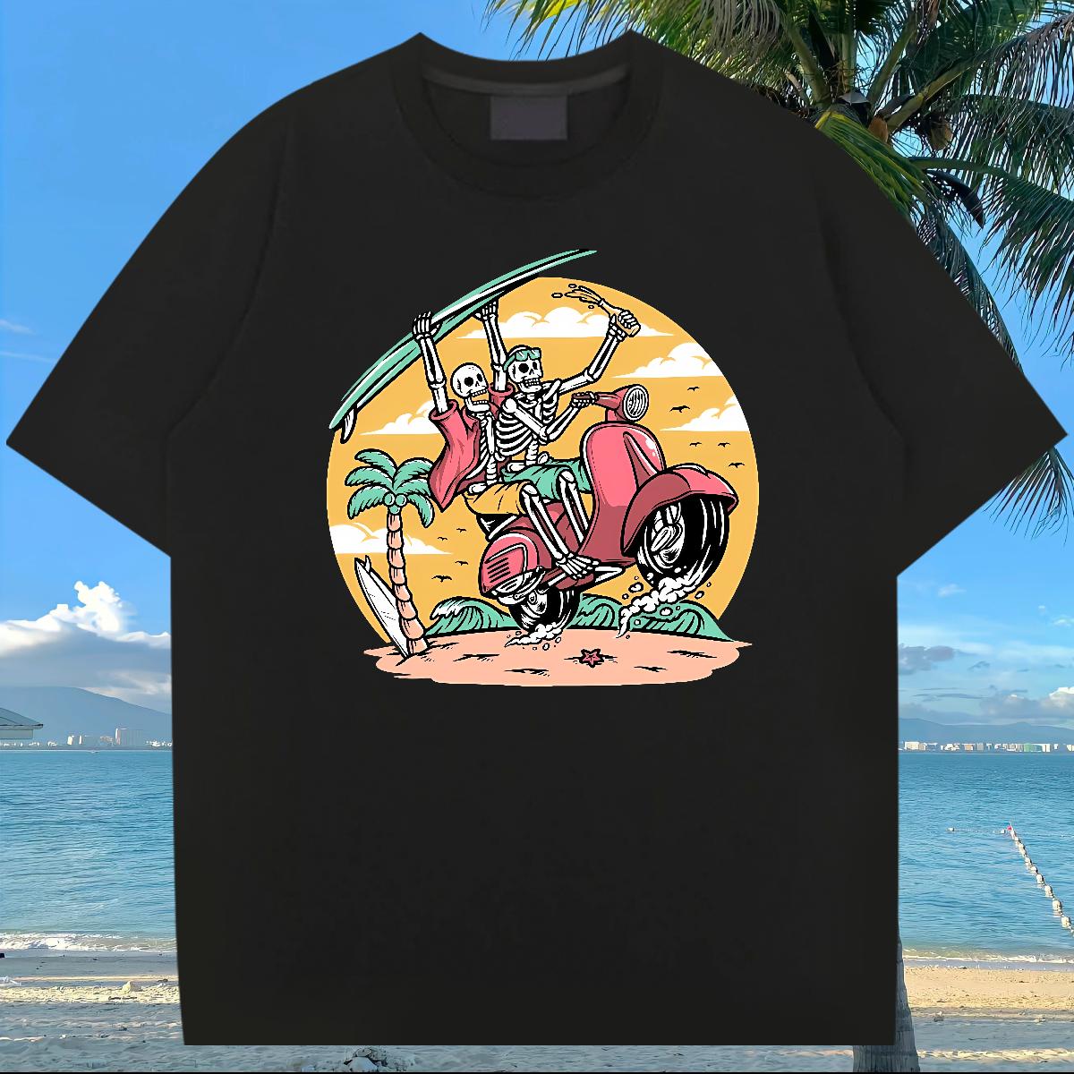 Designer Men Tops Tees Skeleton 230g Cotton Cotton Breathable Sport Mens T Shirts Custom Print Oversized Fashion Design Tees Shirts