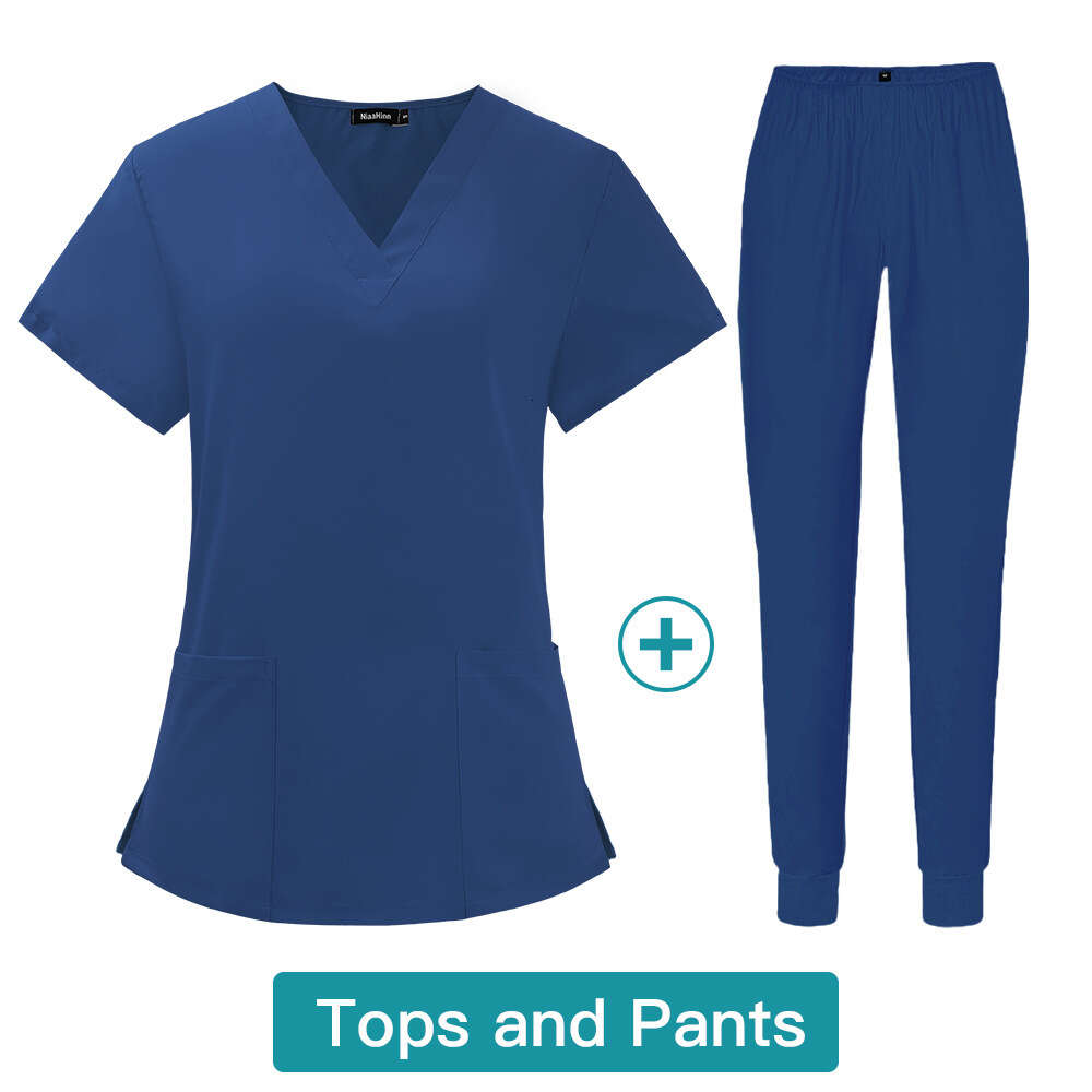 Designer Two Piece Set Women Scrubs for Women Uniform New Product Washable Gentle Wind French Non-ironing Long Solid New Pattern Sexy Novelty Short Lo