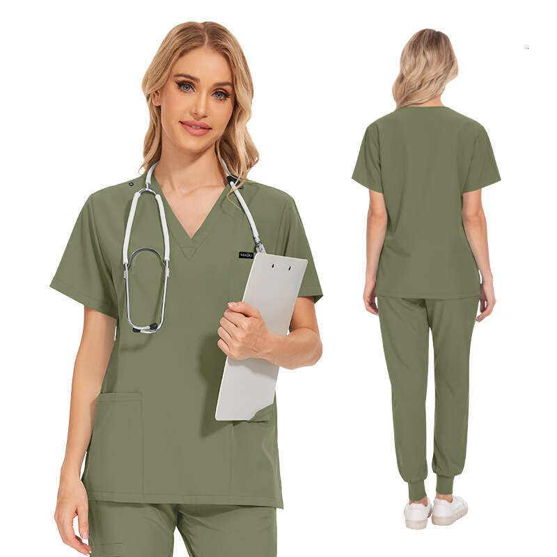 Scrubs for Women Uniform Designer Two Piece Set Women New Product Non-ironing Gentle Wind French High Elasticity Long Solid Popular Ventilation Waist 