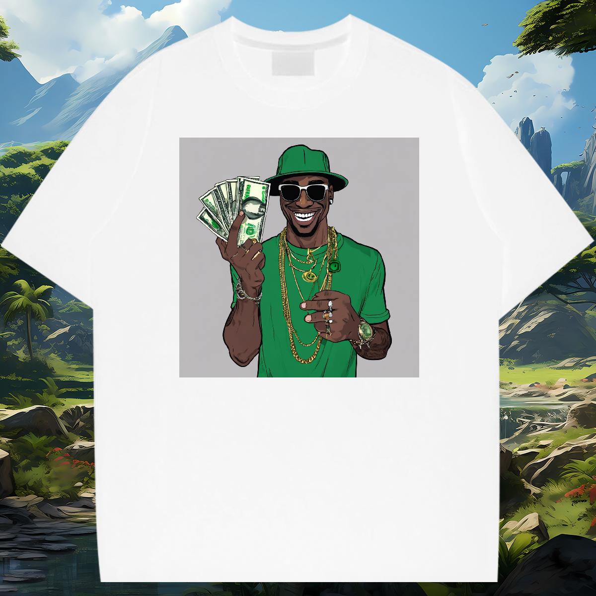 Classic T-Shirts XH 230g Cotton Hip Hop Breathable Crew Neck Cotton Men Tops Tees Designer Black White Clothings