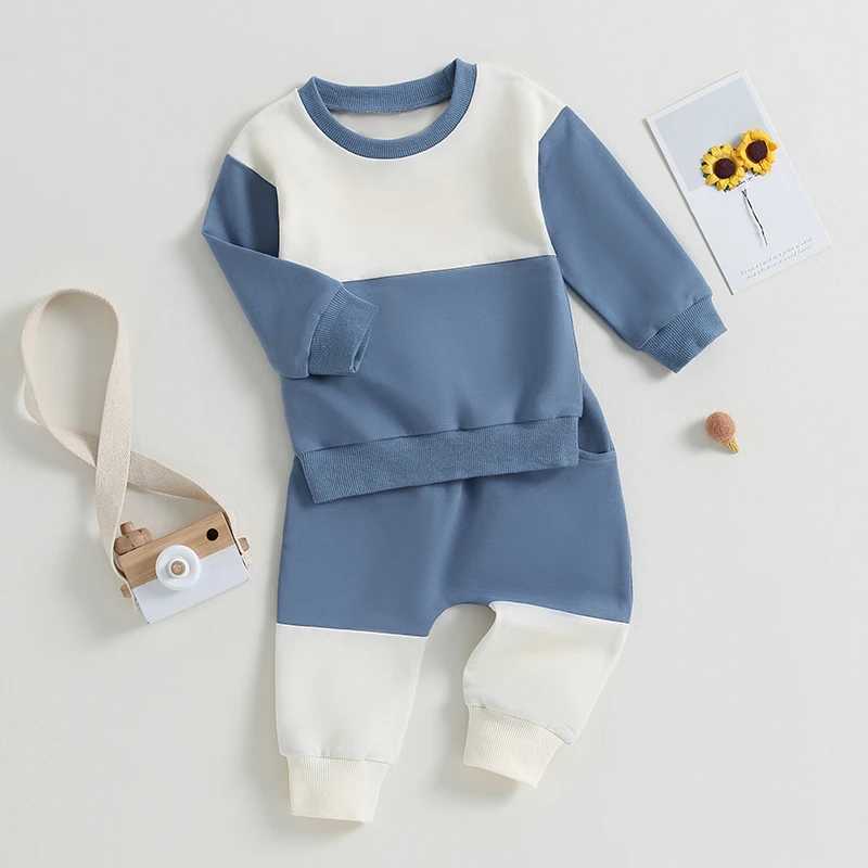Clothing Sets Toddler Infant Boys Fall Outfits Contrast Color Tracksuit Sweatshirts and Elastic Waist Long Pants 2Pcs Baby Clothes Set BWZD