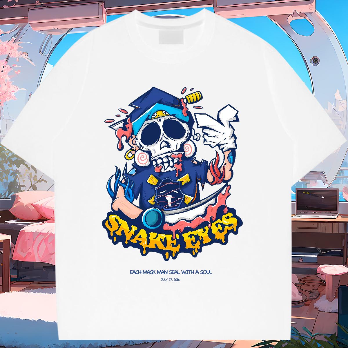 High Quality Mens T Shirts Skeleton 230g 100% Cotton Summer Casual Cotton Breathable Short Sleeve Men Clothes T-Shirt Fashion New Custom Print Oversiz